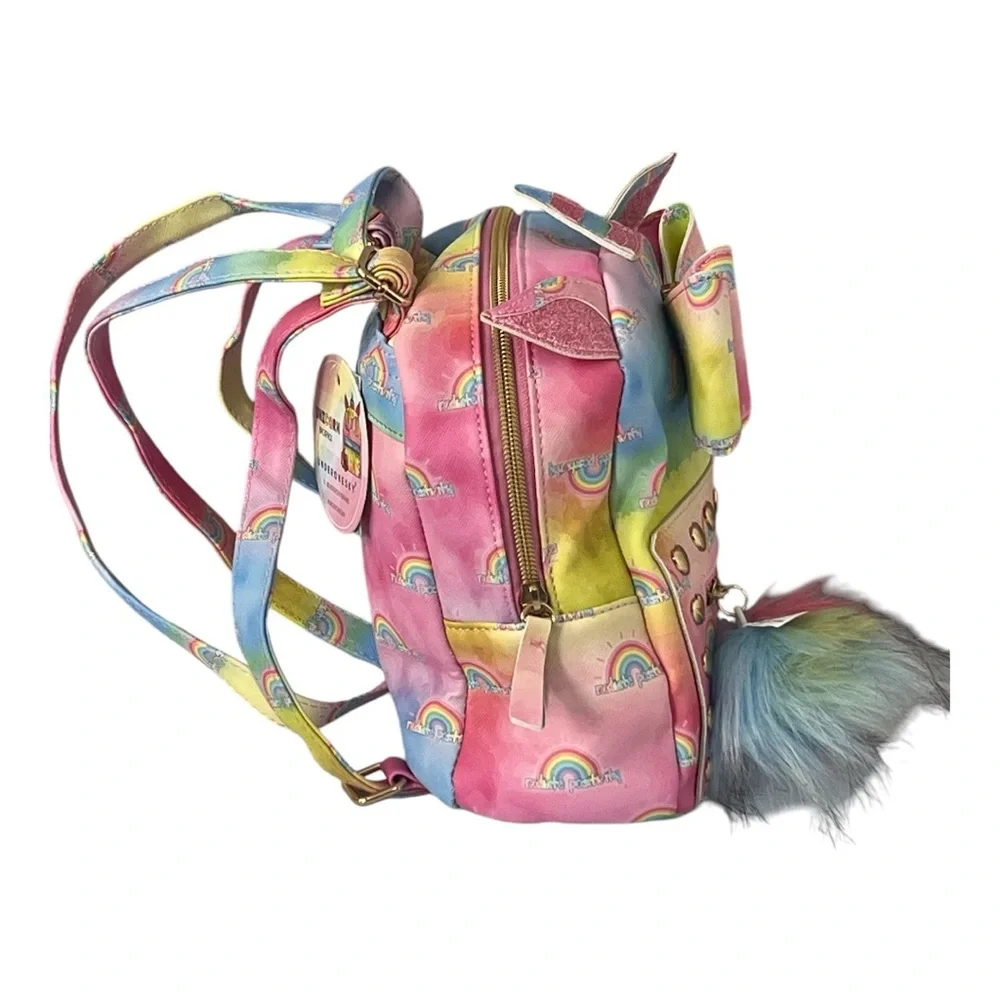 Under One Sky Rainbow Unicorn Backpack with Bow & Pom New with Tag